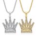 Hot Selling New Hip-Hop Jewelry Stainless Steel Gold-Plated Diamond-Studded KING Crown Pendant Necklace_ipsvogv.com