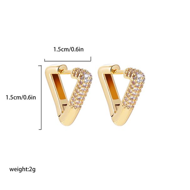 Women’s Jewelry Set Fashion NewGold Inlaid Triangular Asymmetrical Earrings Fashionable Women's Versatile Small Earrings_ipsvogv.com