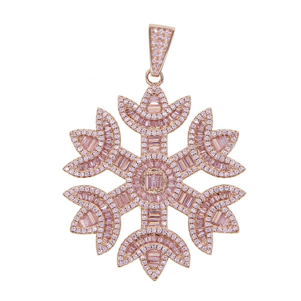 Three Color Snowflake Pendant 5mm Zircon Tennis Chain Women's Hip-hop Necklace_ipsvogv.com