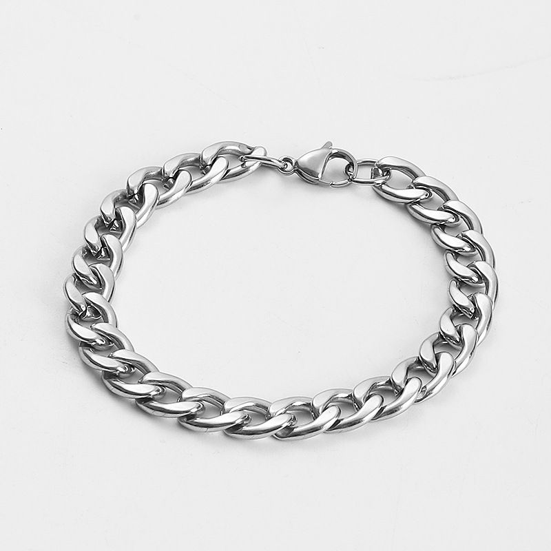 Cuban Titanium Steel For Women, INS Korean Style Curved Plate Smooth Surface DIY Engraving Hip-Hop Couple Bracelet_ipsvogv.com