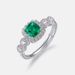 Fat square cultivated emerald ring S925 silver inlaid diamond colored gemstone open finger ring retro light luxury_ipsvogv.com
