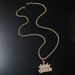 Full Diamond Crown Letter QUEEN Gold Plated Pendant Hip Hop Titanium Steel Necklace Punk Style Men's Accessories_ipsvogv.com