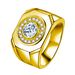 Domineering, Dazzling, Smooth Circular Ring, Thick And Wide Edition Clock With Diamond Inlay, Business Owner Men's Ring_ipsvogv.com