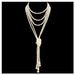 Multi layered pearl necklace 1920s banquet sweater chain pendant_ipsvogv.com