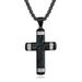Original new style random pattern two color diamond cross necklace spot supply men's titanium steel accessories pendant_ipsvogv.com