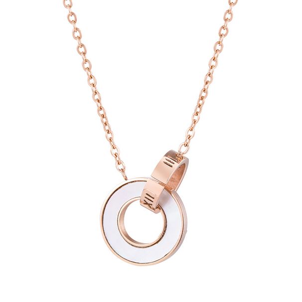 Women's Jewelry Fashion Vacuum Electroplated Titanium Steel Roman Numeral Interlocking Rose Gold Necklace_ipsvogv.com