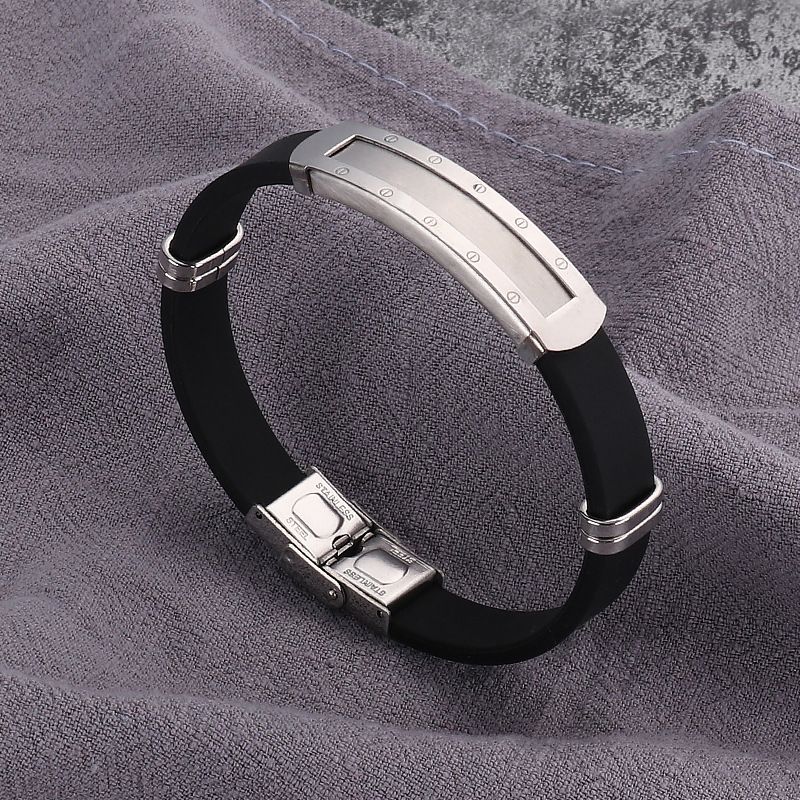 Accessories Silicone Stainless DIY Laser Engraving Hip Hop Titanium Steel Men's Bracelet_ipsvogv.com