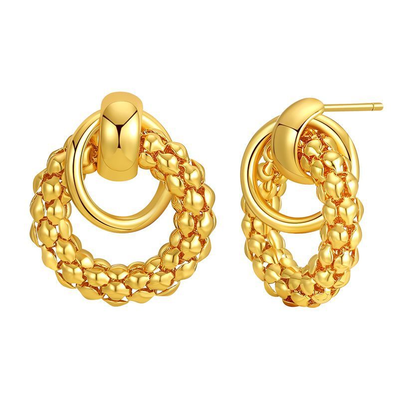 Women's Jewelry Retro Twist K Gold Temperament Earring Circle Earrings Cold Style Corn Chain Hollow Earrings_ipsvogv.com