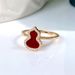 Kirin Gourd Thick Plated Rose Gold Mini Small Diamond Set Red Agate White Fritillary Food Ring For Women_ipsvogv.com