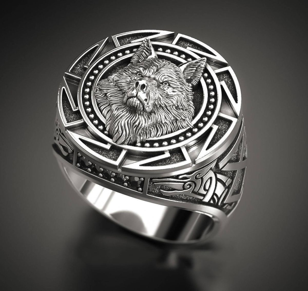 hot selling retro wolf totem Thai silver ring Nordic mythology Viking warrior wolf head men's ring_ipsvogv.com