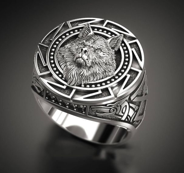 hot selling retro wolf totem Thai silver ring Nordic mythology Viking warrior wolf head men's ring_ipsvogv.com