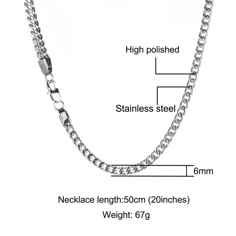 Men's Jewelry Fashion Double Buckle Flat Pure Jewelry Titanium Steel Men's Necklace Gold Plated 6MM Positive And Negative Chain_ipsvogv.com
