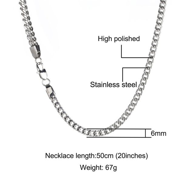 Men's Jewelry Fashion Double Buckle Flat Pure Jewelry Titanium Steel Men's Necklace Gold Plated 6MM Positive And Negative Chain_ipsvogv.com