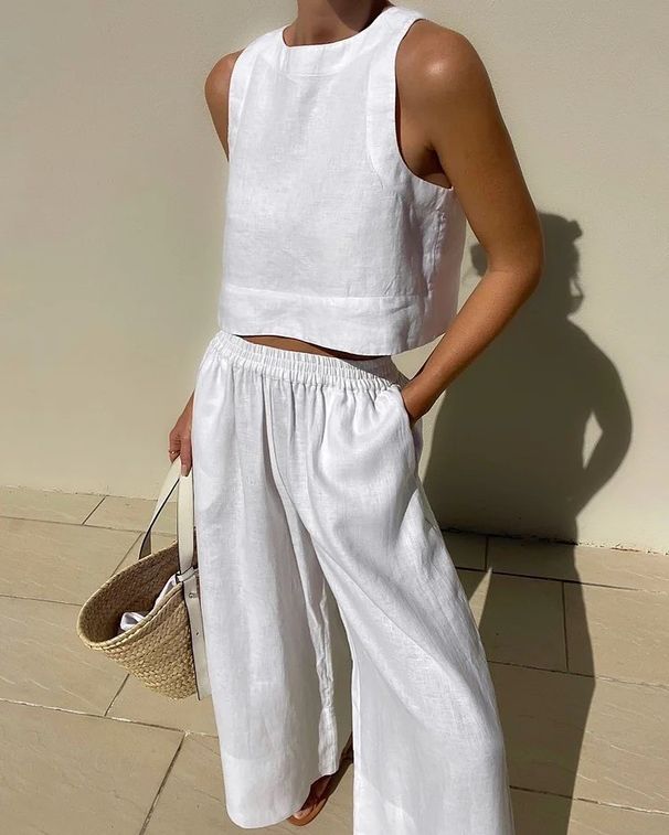 Daily Street Women's Simple Style Solid Color Polyester Pants Sets Pants Sets_ipsvogv.com