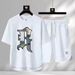 Men's Clothing Summer fashion brand new casual short sleeved sports five point pants two piece suit men's large size loose T shirt top_ipsvogv.com