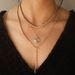 Metal Geometry Point drill combination necklace earrings Female Geometry drill chain round shield metal earrings_ipsvogv.com