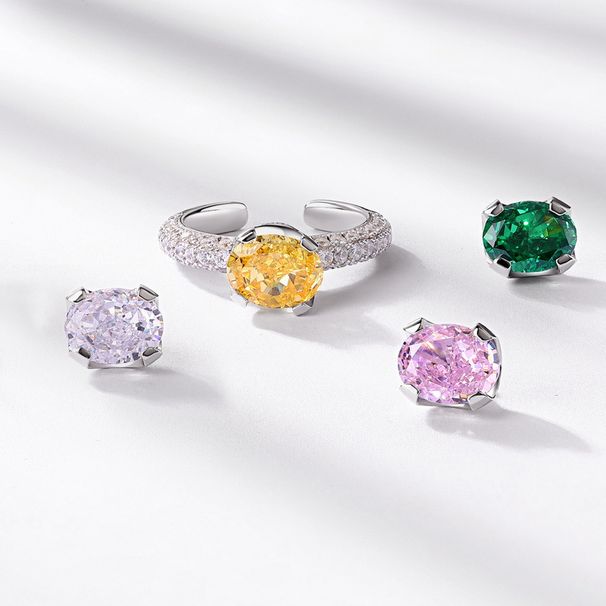 Brilliant High Carbon Diamond Ring S925 Silver Full Of Ice Flower Cut Gemstone Four Color Detachable Ring Light Luxury_ipsvogv.com