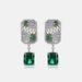 Geometric Emerald Green High Carbon Diamond Earrings S925 Silver Colored Gem Light Luxury Earrings Retro All Match_ipsvogv.com