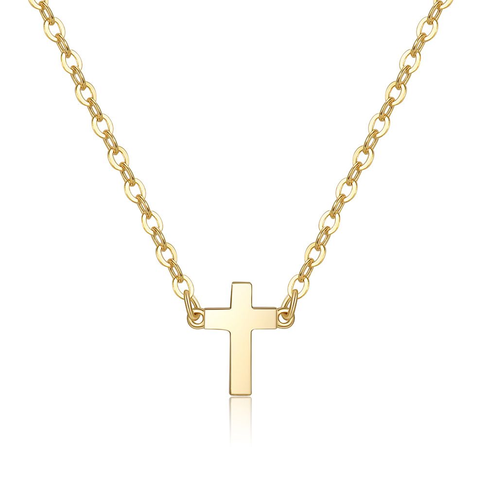 Simple Plain Copper Plated Real Gold Cross Necklace Female Summer Ins Cold Style Light Luxury Niche Design Clavicle Chain_ipsvogv.com