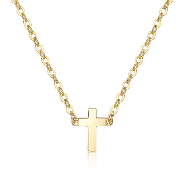Simple Plain Copper Plated Real Gold Cross Necklace Female Summer Ins Cold Style Light Luxury Niche Design Clavicle Chain_ipsvogv.com
