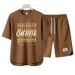 Men's Clothing 2024 Waffle Casual Summer Suit Men's Loose Teen Short sleeved T shirt Shorts Handsome Two piece Suit_ipsvogv.com