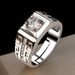 One Carat Simulated Moissanite Style Domineering Open Diamond Men's Fashion Simple Ring, Adjustable_ipsvogv.com