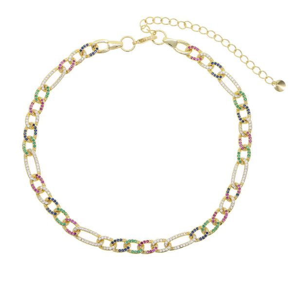 Hip Hop New Color Zircon Inlaid Ladies Cuban Chain Choker Necklace Jewelry Electroplated Gold And Silver_ipsvogv.com