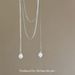 Silver White Double Layer Lace Wrapped Necklace Minimalist Style Long Layered Pearl Simple Clavicle Chain_ipsvogv.com