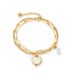 Women's Jewelry Fashion Niche Design Cold Style Personality Double Layer Temperament Versatile Peach Heart Pearl Stainless Steel Bracelet_ipsvogv.com