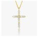 New Pure Silver Cross Necklace Full Diamond Women's Collarbone Chain Electroplated 14k Gold Pendant_ipsvogv.com