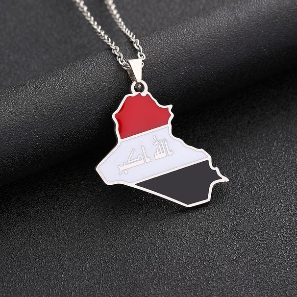 hot-selling Iraq map necklace men's and women's famous couple titanium steel necklace accessories_ipsvogv.com