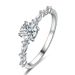 Fashionable Japanese and Korean minimalist Mosang diamond silver 50 cent four claw live mouth ring, female_ipsvogv.com
