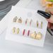 Retro Gold Geometric Metal Female Earrings Set Fashion Pearl Leopard Print Acrylic C Shaped Earrings Combination_ipsvogv.com