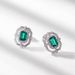 Brushed Craft Fashion Earrings S925 Silver Inlaid Octagonal Cultivated Emerald Retro Earrings_ipsvogv.com