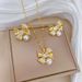 Stainless Steel Cute Bow Water Drop Pendant Necklace Earrings For Women Girl New Trendy Jewelry Set Gift Party_ipsvogv.com