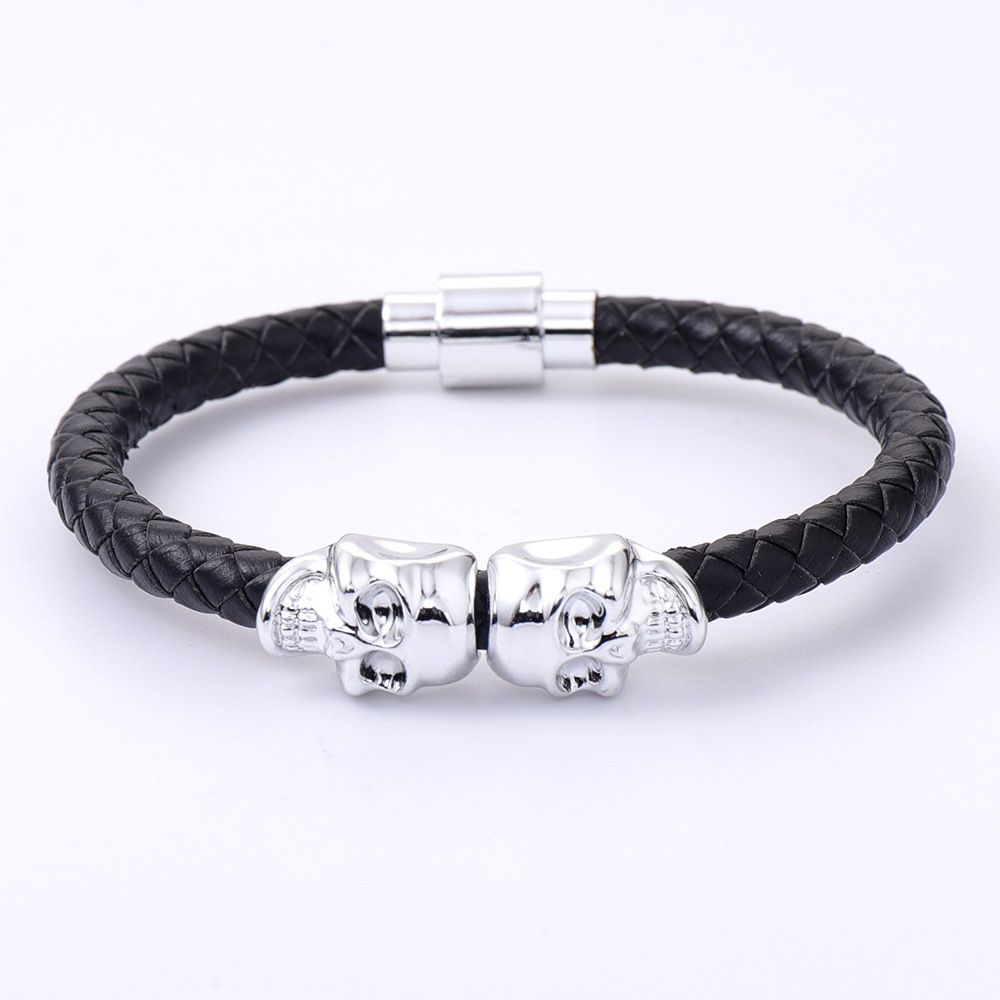 Bracelet 1pc New Men's Cowhide Ghost Head Bracelet Punk Style High Quality Skulls_ipsvogv.com
