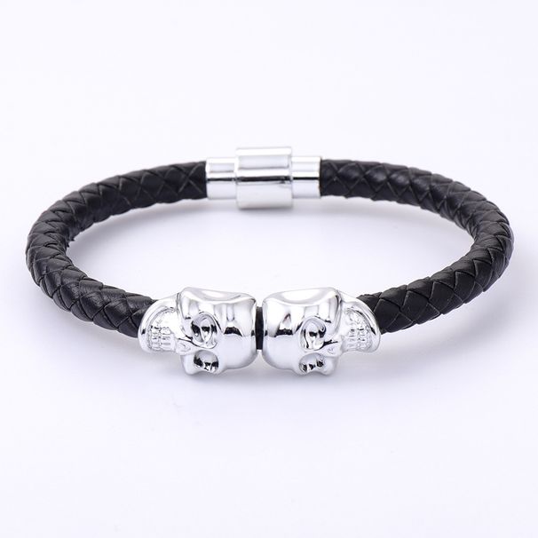 Bracelet 1pc New Men's Cowhide Ghost Head Bracelet Punk Style High Quality Skulls_ipsvogv.com