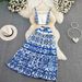 Women's Clothing Casual Celadon Print Camisole Two piece Set High Waist Slim A Line Swing Skirt Summer_ipsvogv.com