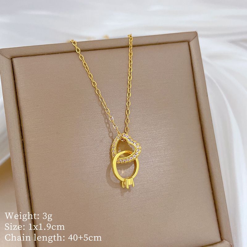 Love 【 】 Rig Exquisite Light Luxury Charm Gorgeous Full Diamod Necklace Wome's Versatile Clavicle Titaium Steel 【 】_ipsvogv.com