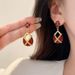 Women's earrings style retro burgundy earrings niche design earrings 2023 new high-end earrings women's high-end earrings_ipsvogv.com