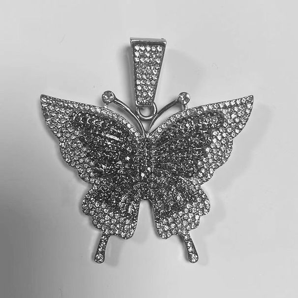Hip Hop Style Jewelry Fashion Alloy Full Diamond Unisex Butterfly Pendant Cuban Chain_ipsvogv.com