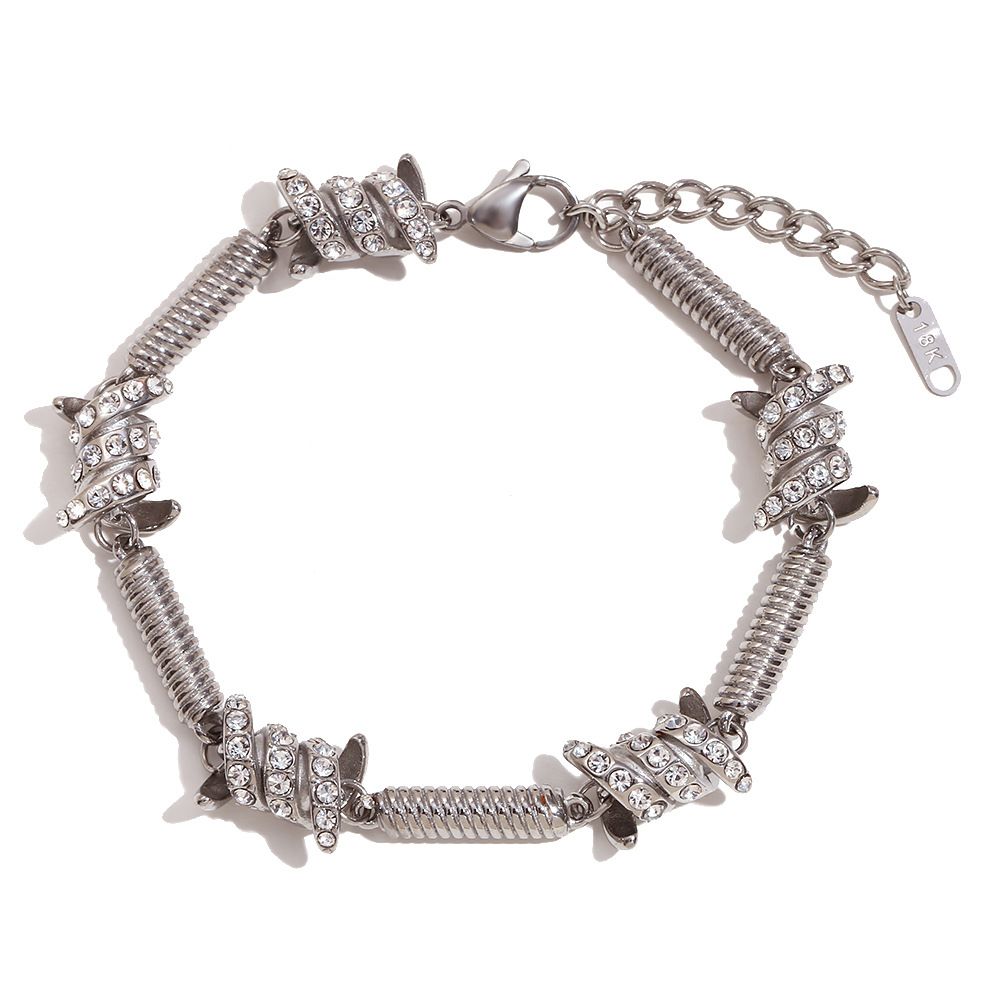 Unique Hip-Hop Niche Hand Jewelry Stainless Steel Gold-Plated Spring Knot Splicing Micro-Inlaid Bracelet For Men_ipsvogv.com