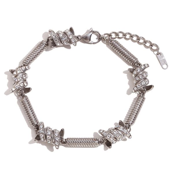 Unique Hip-Hop Niche Hand Jewelry Stainless Steel Gold-Plated Spring Knot Splicing Micro-Inlaid Bracelet For Men_ipsvogv.com