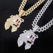 Unisex Jewelry Fashion Personality Magic Hat Rabbit Head Pendant Necklace Men's High End Full Diamond Cuban Chain_ipsvogv.com