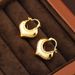 Copper plated real gold ingot heart ear buckle, simple exaggerated, cold and aloof style metal earrings, peach heart,_ipsvogv.com
