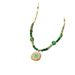 Turquoise Stone Beaded Necklace - Gold Plated Stainless Steel Clavicle Chain_ipsvogv.com