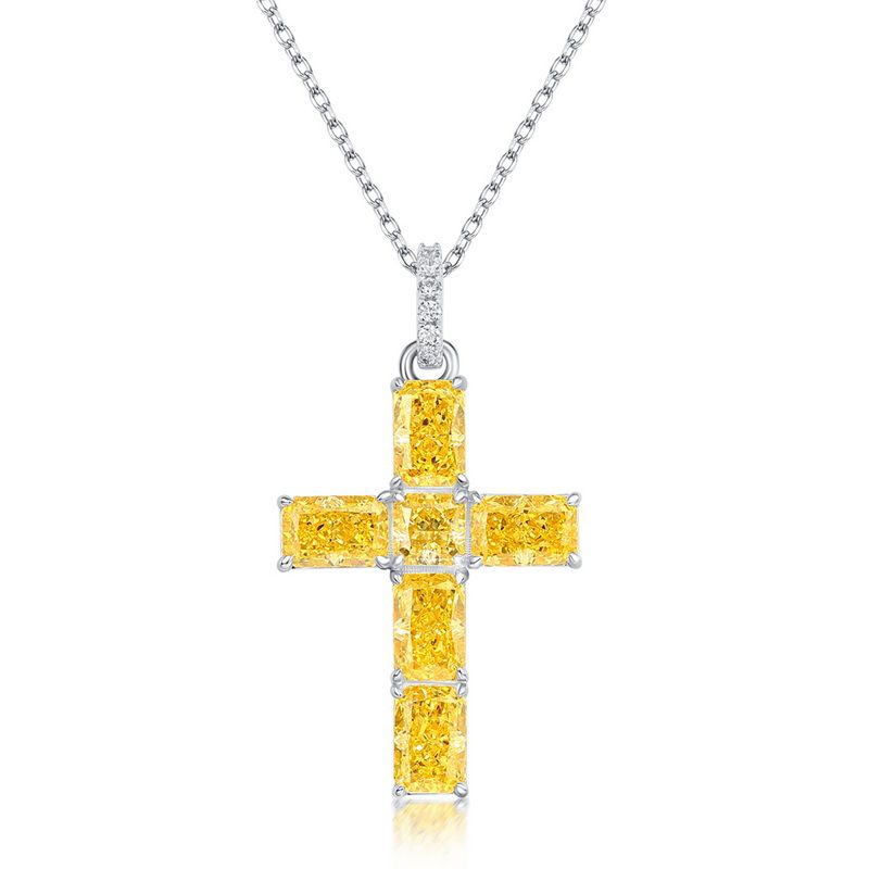 S925 Silver Cross High Carbon Diamond Pendant Rap Hip Hop Men And Women Clavicle Chain High Grade_ipsvogv.com