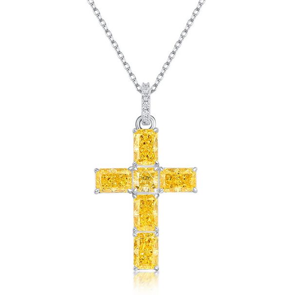 S925 Silver Cross High Carbon Diamond Pendant Rap Hip Hop Men And Women Clavicle Chain High Grade_ipsvogv.com