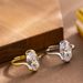 Fashionable And Minimalist INS Four Claw Diamond Inlaid Oval Zircon Open With Adjustable Color Retention Ring_ipsvogv.com