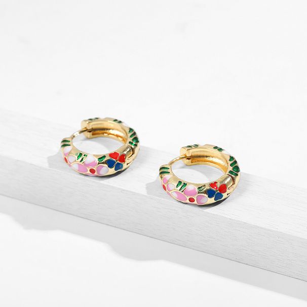 Women's Jewelry Copper Enamel Retro Hoop Earrings Micro Inlaid Color Earrings Fashionable And Versatile Oil Drop Earrings_ipsvogv.com
